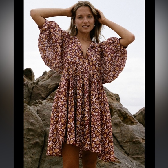 Daughters of India Dresses & Skirts - Daughters of India Kyra Balloon Sleeve Gauze Mini Dress Size Medium